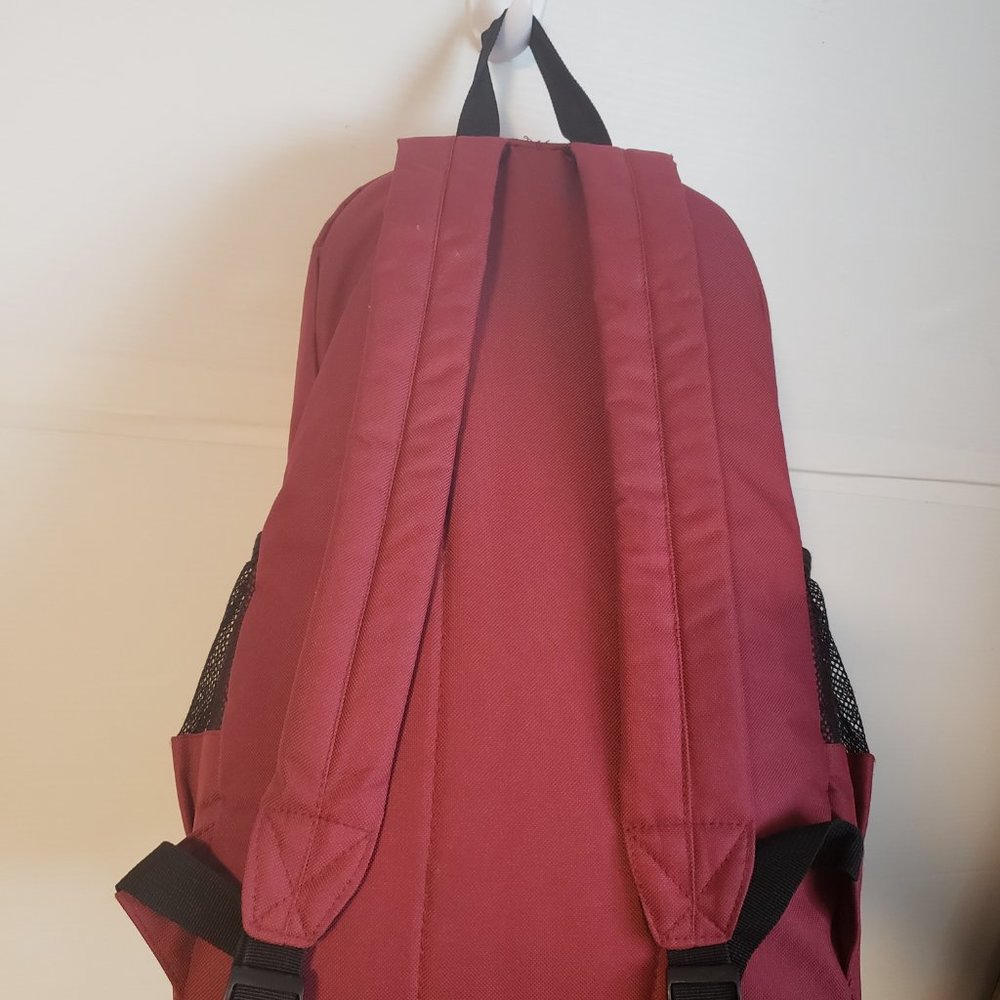 Bond Street Backpack red side stripes design white blue black pockets front hand - Picture 10 of 13
